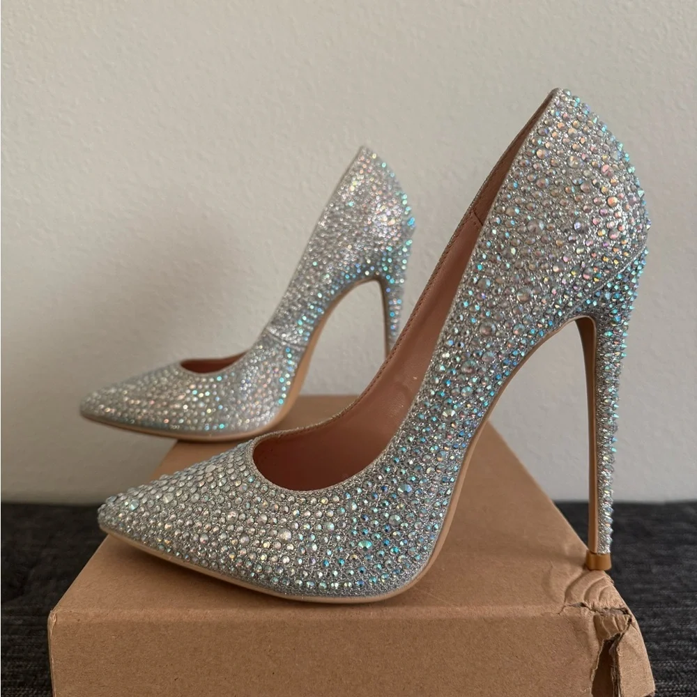 Sparkling Silver Rhinestone Heels - Picture 5 of 11